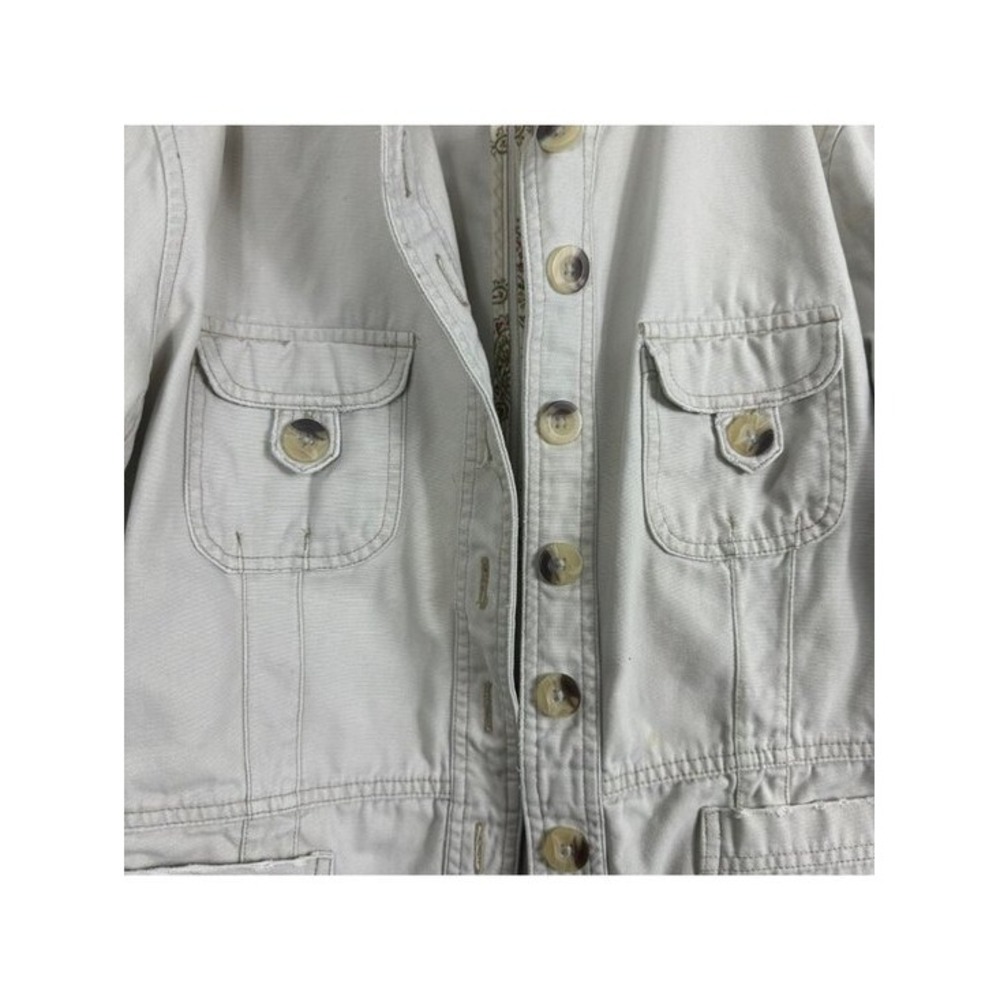 Jordache Juniors Large Beige Cotton Utility Jacket With Button Front & Multiple - Picture 7 of 15